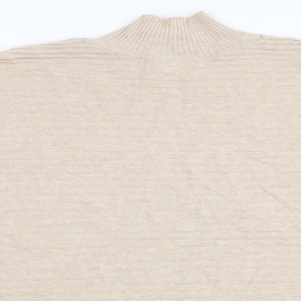 River Island Womens Beige Mock Neck Acrylic Pullover Jumper Size M