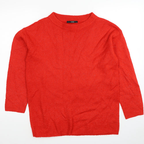 George Womens Red Round Neck Acrylic Pullover Jumper Size 12