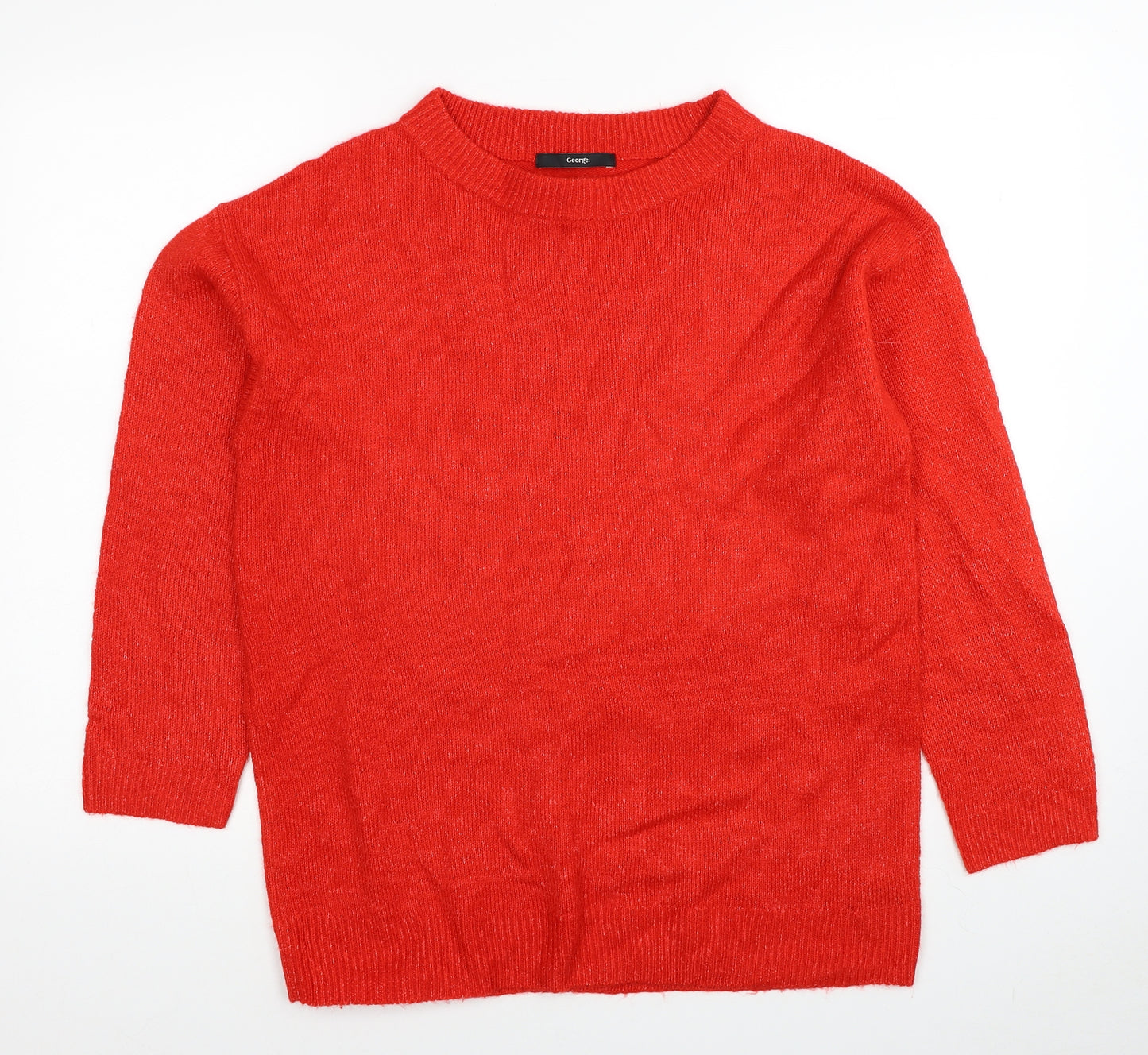 George Womens Red Round Neck Acrylic Pullover Jumper Size 12