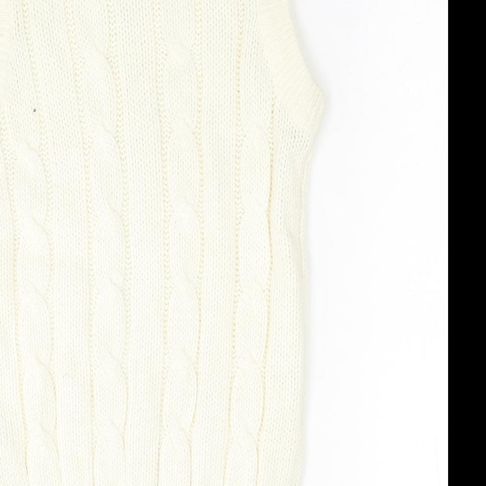 Slazenger Boys White V-Neck Acrylic Vest Jumper Size 11-12 Years Pullover