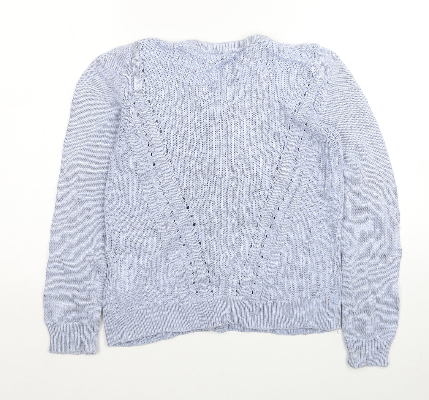 Marks and Spencer Womens Blue Round Neck Cotton Cardigan Jumper Size 8