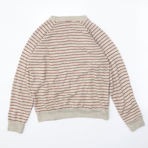 Citizen Womens Beige Round Neck Striped Acrylic Pullover Jumper Size S