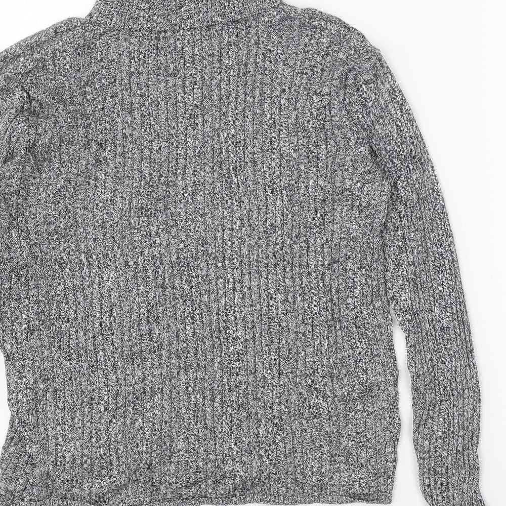 Talbots Womens Grey Roll Neck Cotton Pullover Jumper Size M - Ribbed