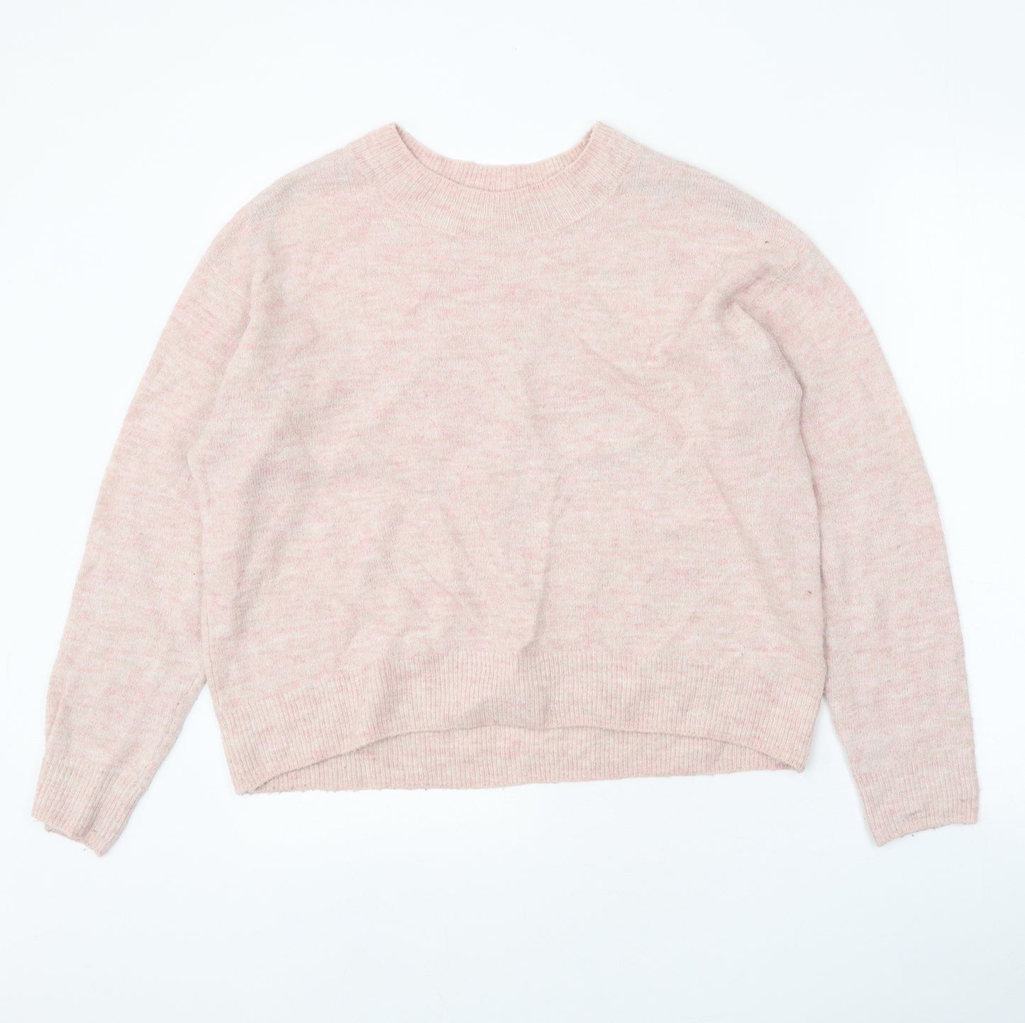 H&M Womens Pink Boat Neck Acrylic Pullover Jumper Size XS
