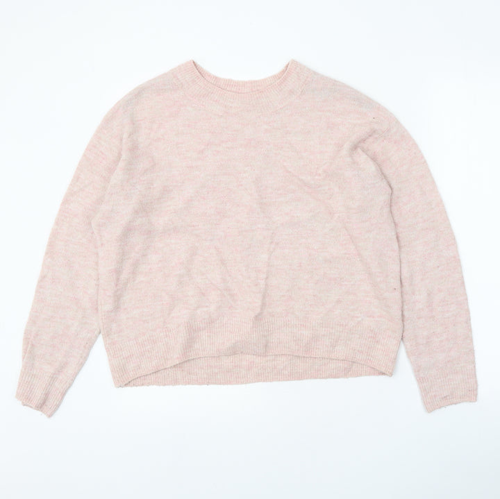 H&M Womens Pink Boat Neck Acrylic Pullover Jumper Size XS