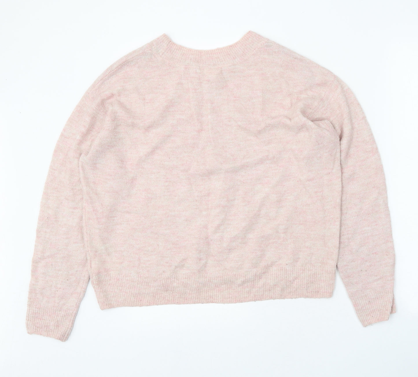 H&M Womens Pink Boat Neck Acrylic Pullover Jumper Size XS