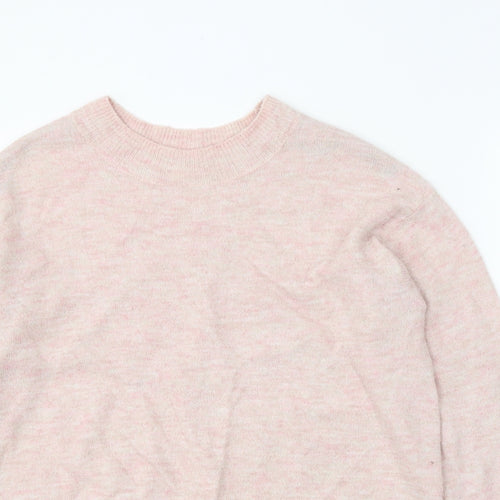 H&M Womens Pink Boat Neck Acrylic Pullover Jumper Size XS
