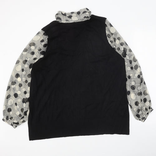 Evans Womens Black Collared Geometric Acrylic Pullover Jumper Size 22 - 2 in 1 Shirt