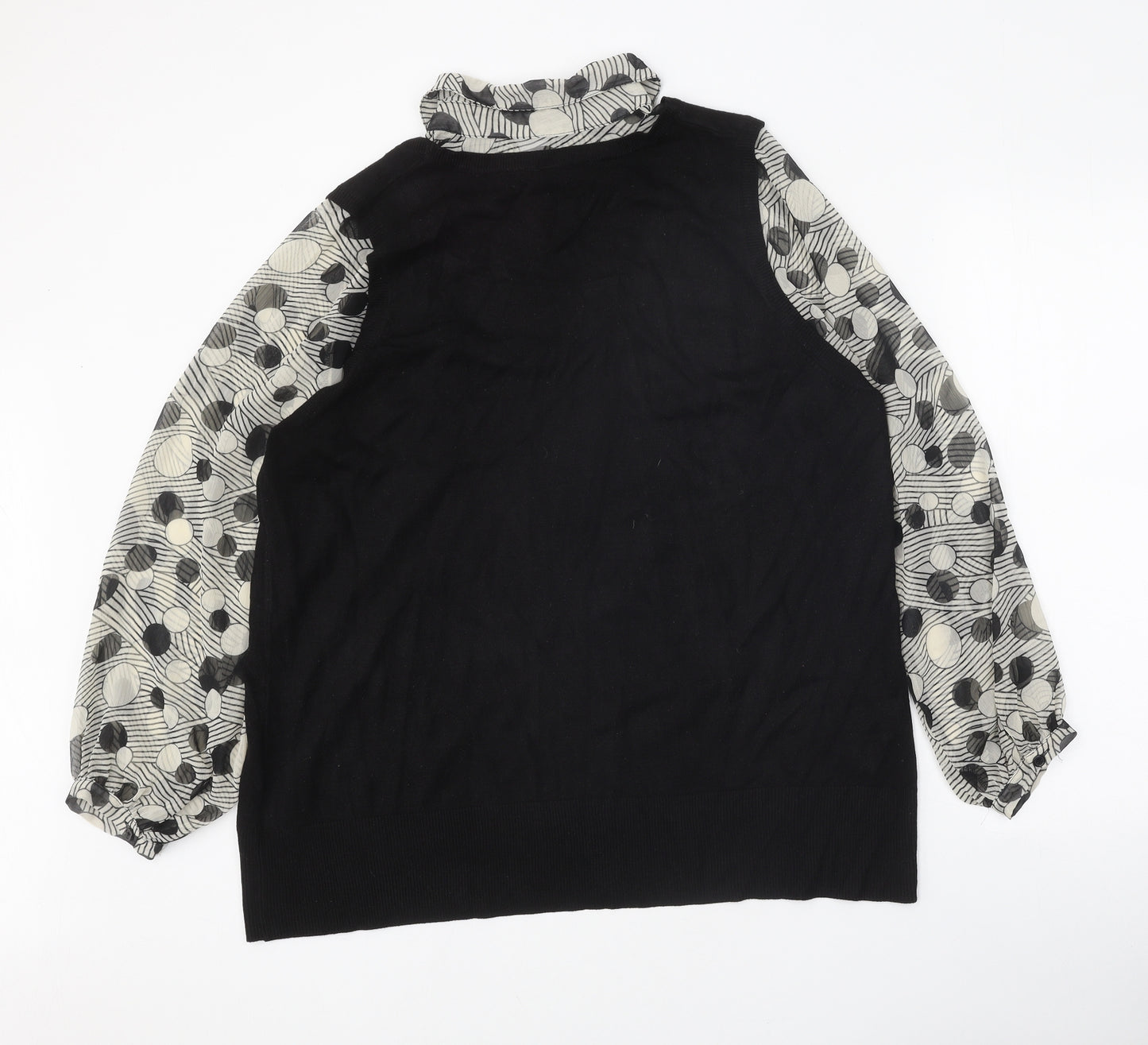 Evans Womens Black Collared Geometric Acrylic Pullover Jumper Size 22 - 2 in 1 Shirt