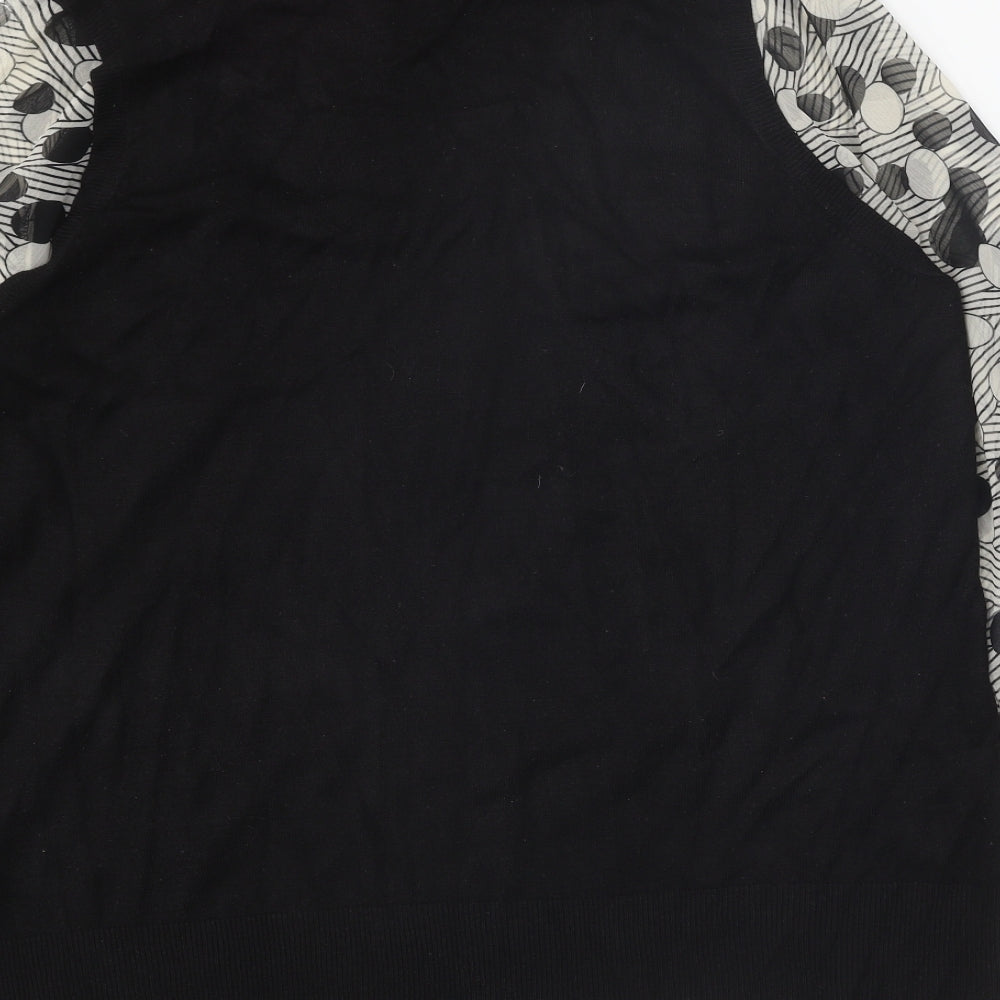 Evans Womens Black Collared Geometric Acrylic Pullover Jumper Size 22 - 2 in 1 Shirt