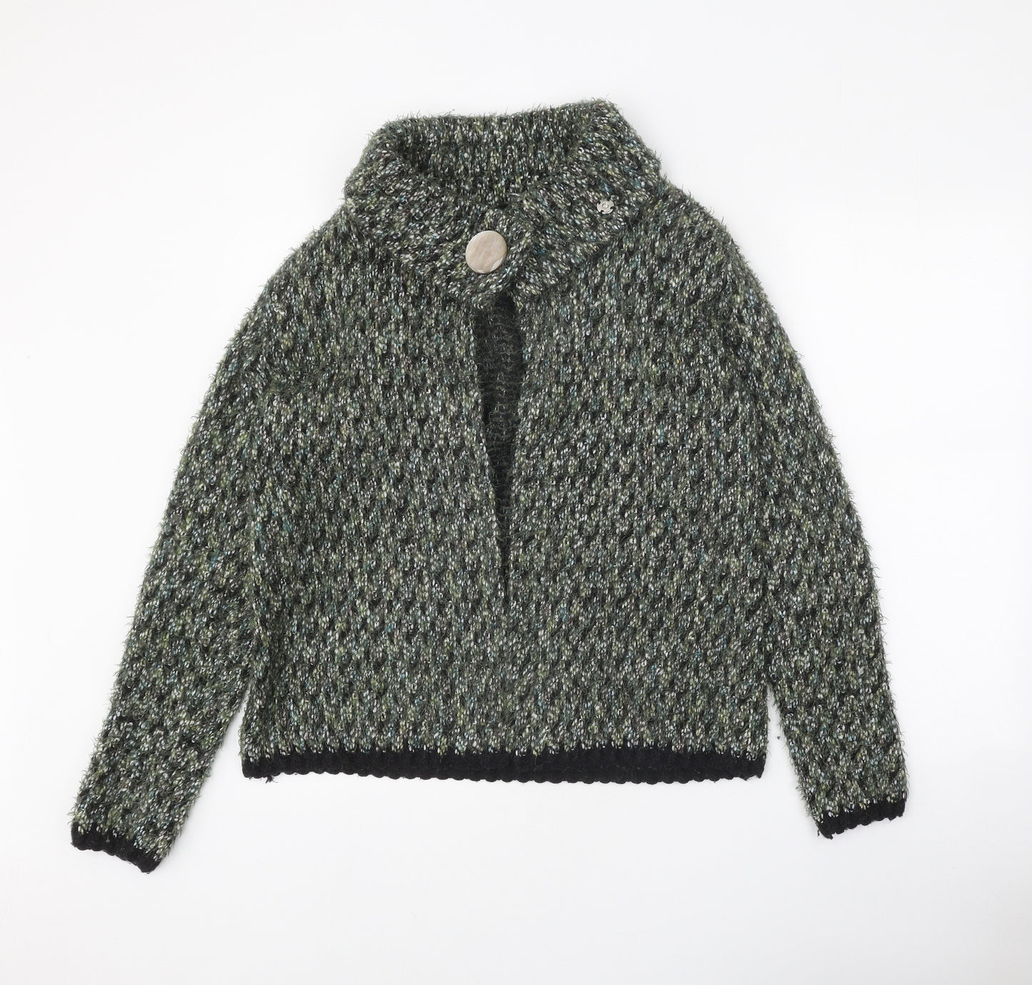 Moda Womens Green Collared Polyester Cardigan Jumper Size 14 - Snap Closure