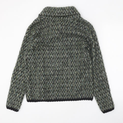 Moda Womens Green Collared Polyester Cardigan Jumper Size 14 - Snap Closure