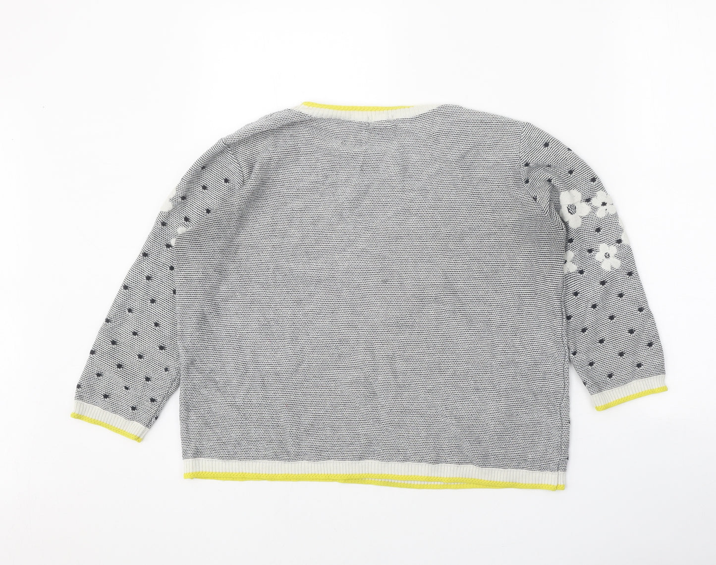 Cooperative Womens Grey Round Neck Geometric Acrylic Pullover Jumper Size M