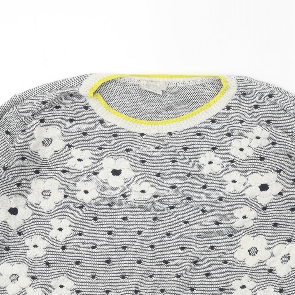Cooperative Womens Grey Round Neck Geometric Acrylic Pullover Jumper Size M