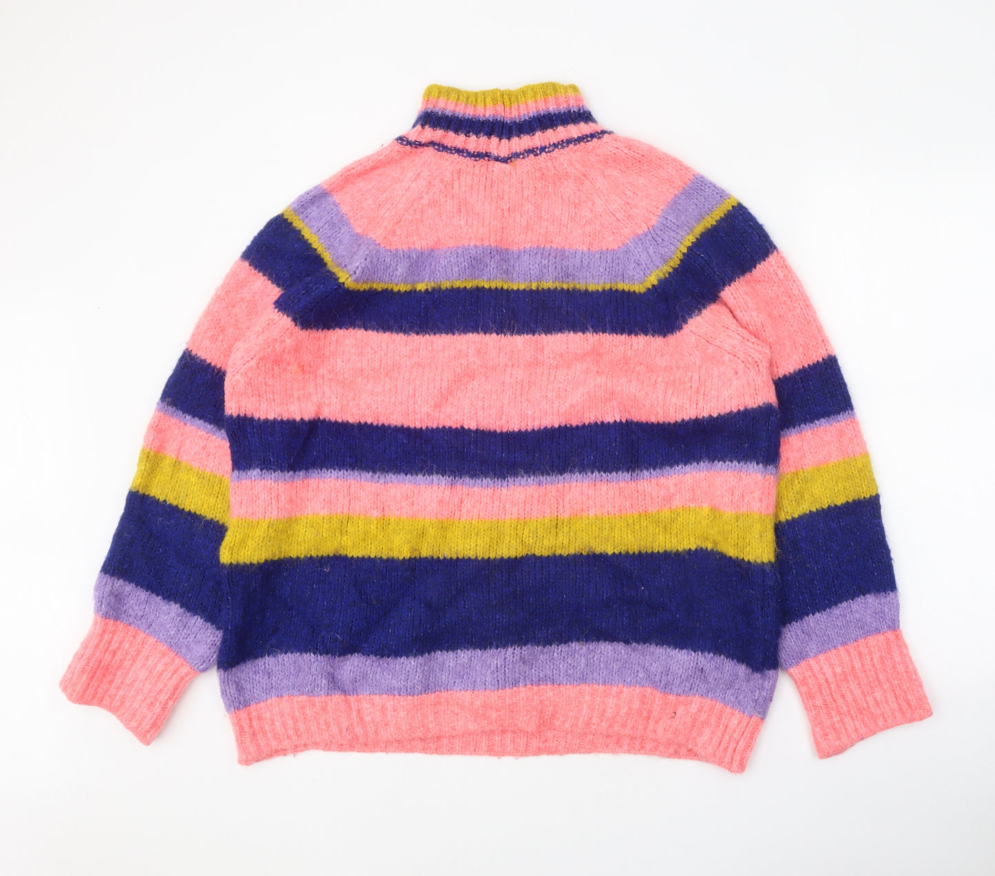 George Womens Multicoloured High Neck Striped Acrylic Pullover Jumper Size XL