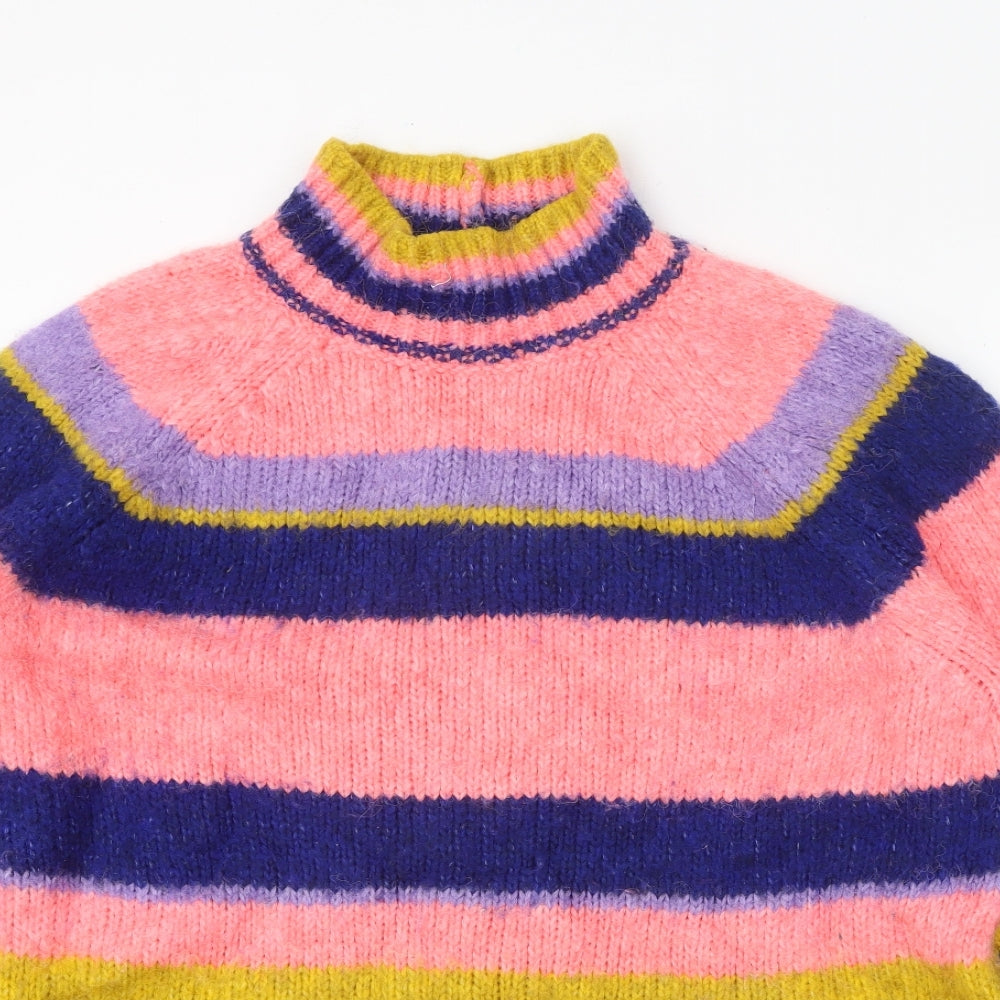 George Womens Multicoloured High Neck Striped Acrylic Pullover Jumper Size XL