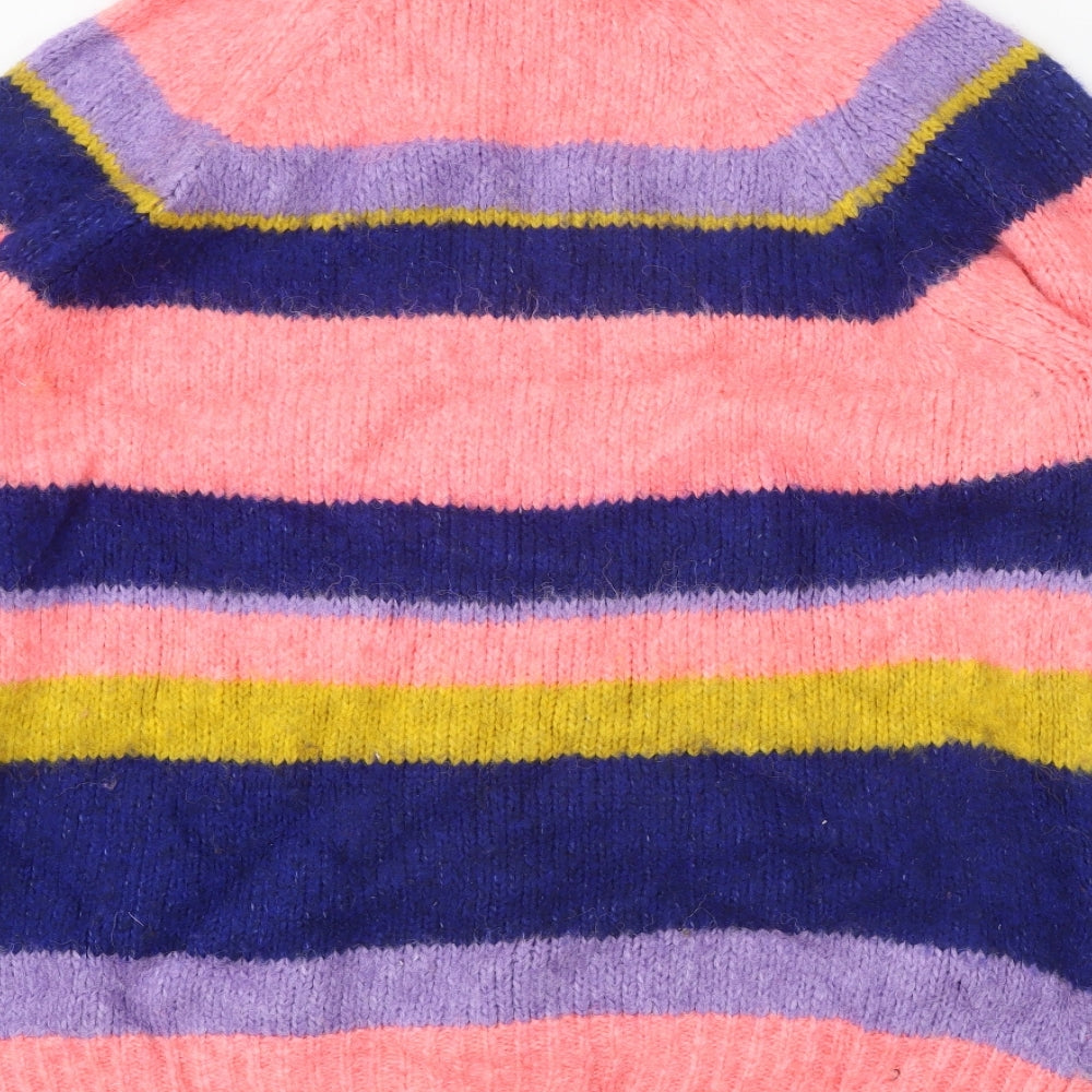 George Womens Multicoloured High Neck Striped Acrylic Pullover Jumper Size XL