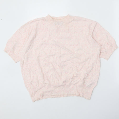 Marks and Spencer Womens Pink Round Neck Cotton Pullover Jumper Size M