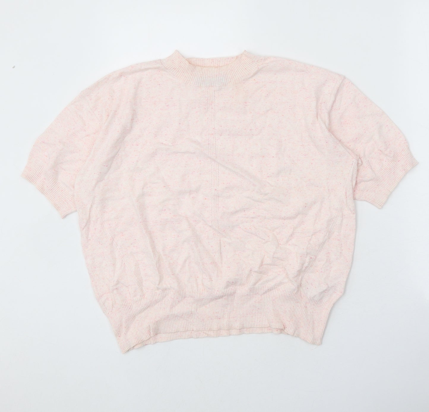 Marks and Spencer Womens Pink Round Neck Cotton Pullover Jumper Size M