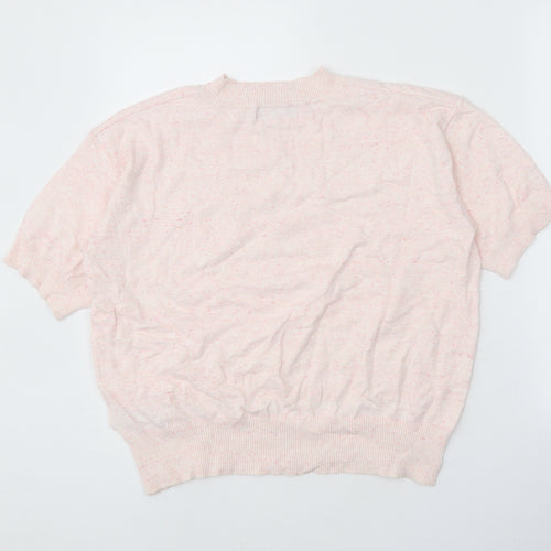 Marks and Spencer Womens Pink Round Neck Cotton Pullover Jumper Size M