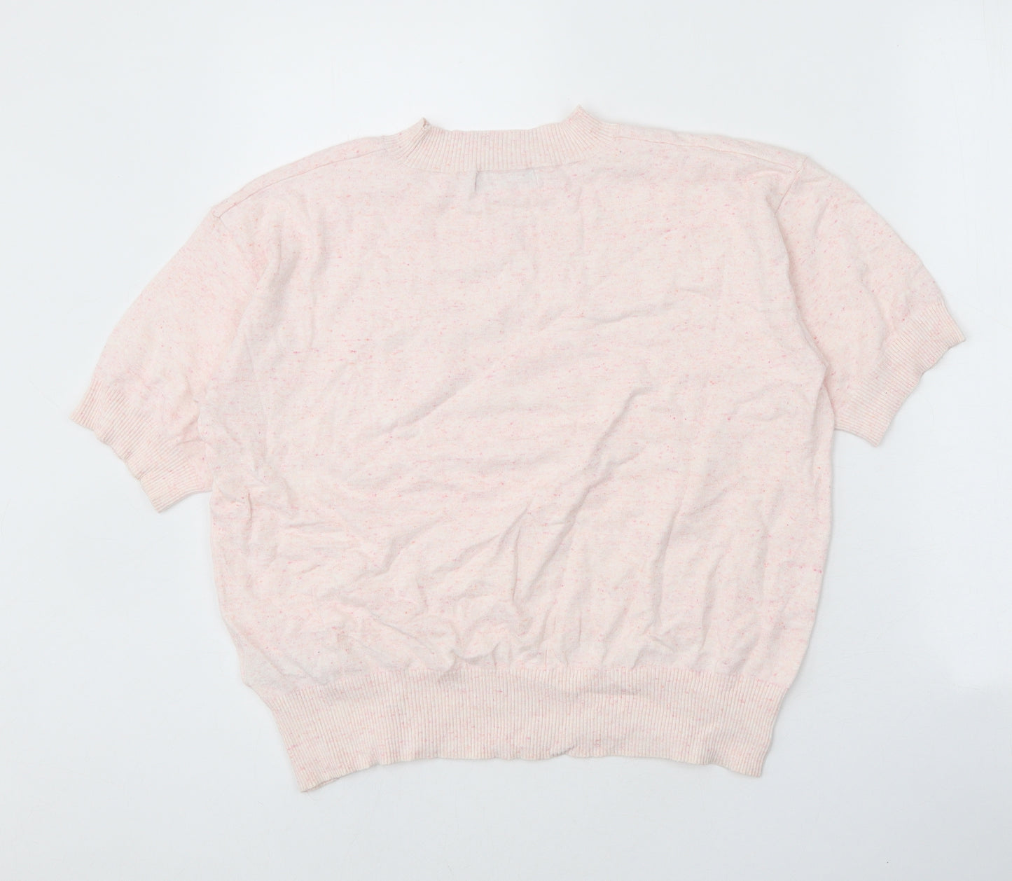 Marks and Spencer Womens Pink Round Neck Cotton Pullover Jumper Size M