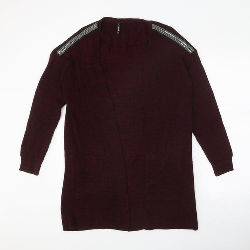 Stradivarius Womens Red V-Neck Acrylic Cardigan Jumper Size S