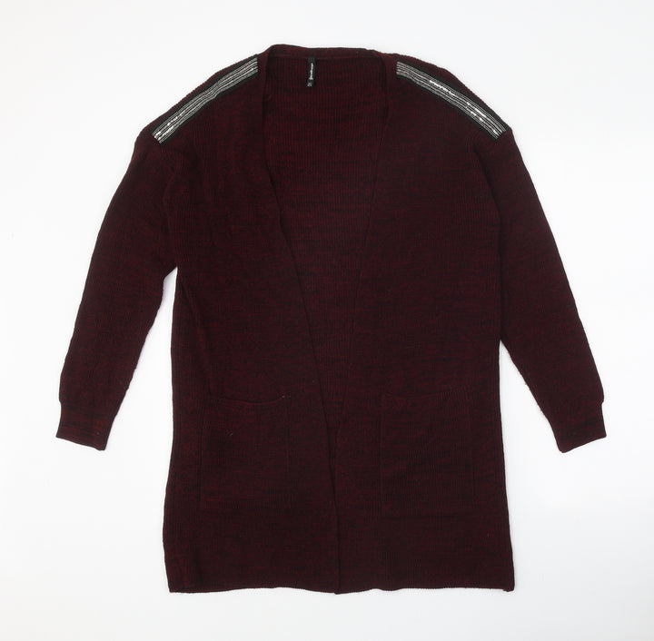 Stradivarius Womens Red V-Neck Acrylic Cardigan Jumper Size S