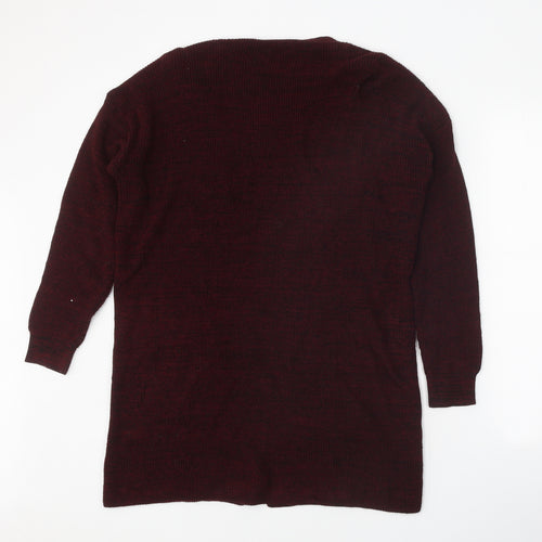 Stradivarius Womens Red V-Neck Acrylic Cardigan Jumper Size S
