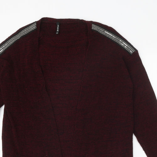 Stradivarius Womens Red V-Neck Acrylic Cardigan Jumper Size S