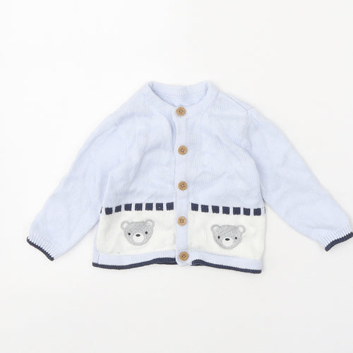 Nutmeg Baby Blue 100% Cotton Cardigan Jumper Size 3-6 Months Button