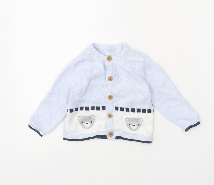 Nutmeg Baby Blue 100% Cotton Cardigan Jumper Size 3-6 Months Button