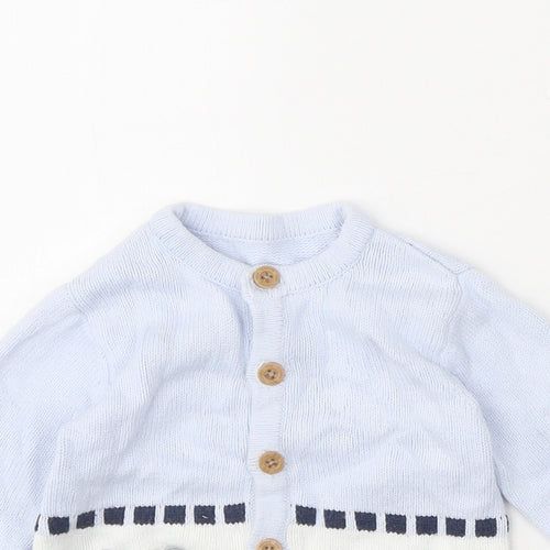 Nutmeg Baby Blue 100% Cotton Cardigan Jumper Size 3-6 Months Button