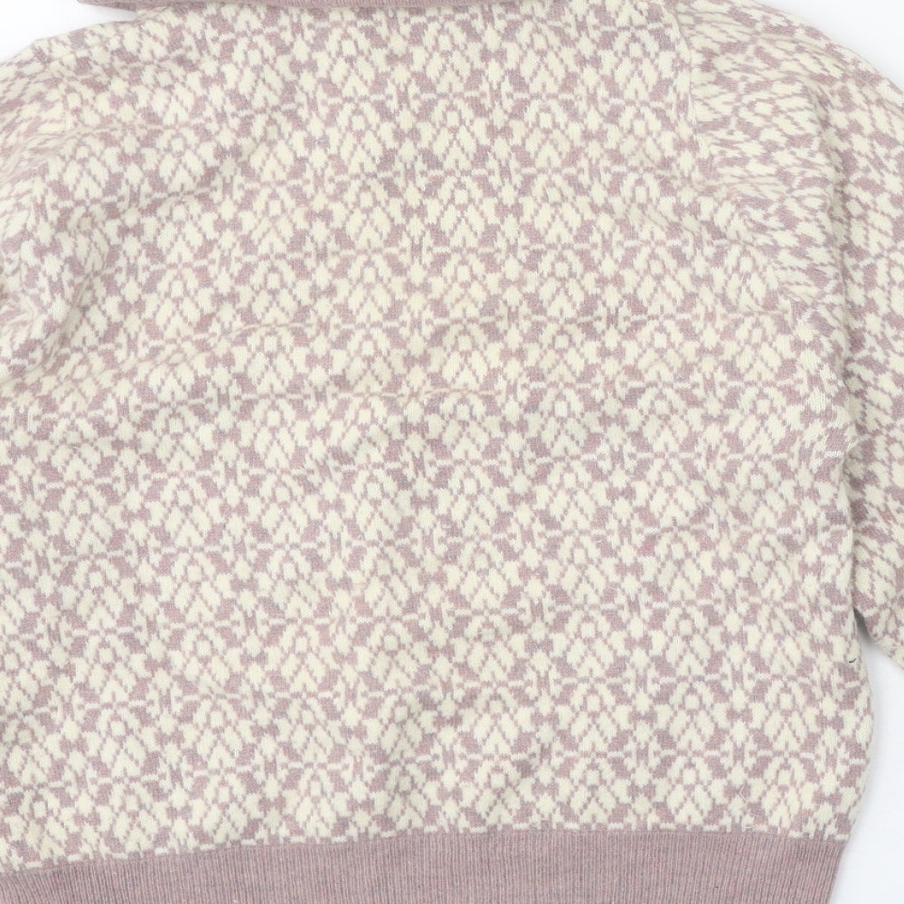 Marks and Spencer Womens Purple Roll Neck Geometric Wool Pullover Jumper Size 12