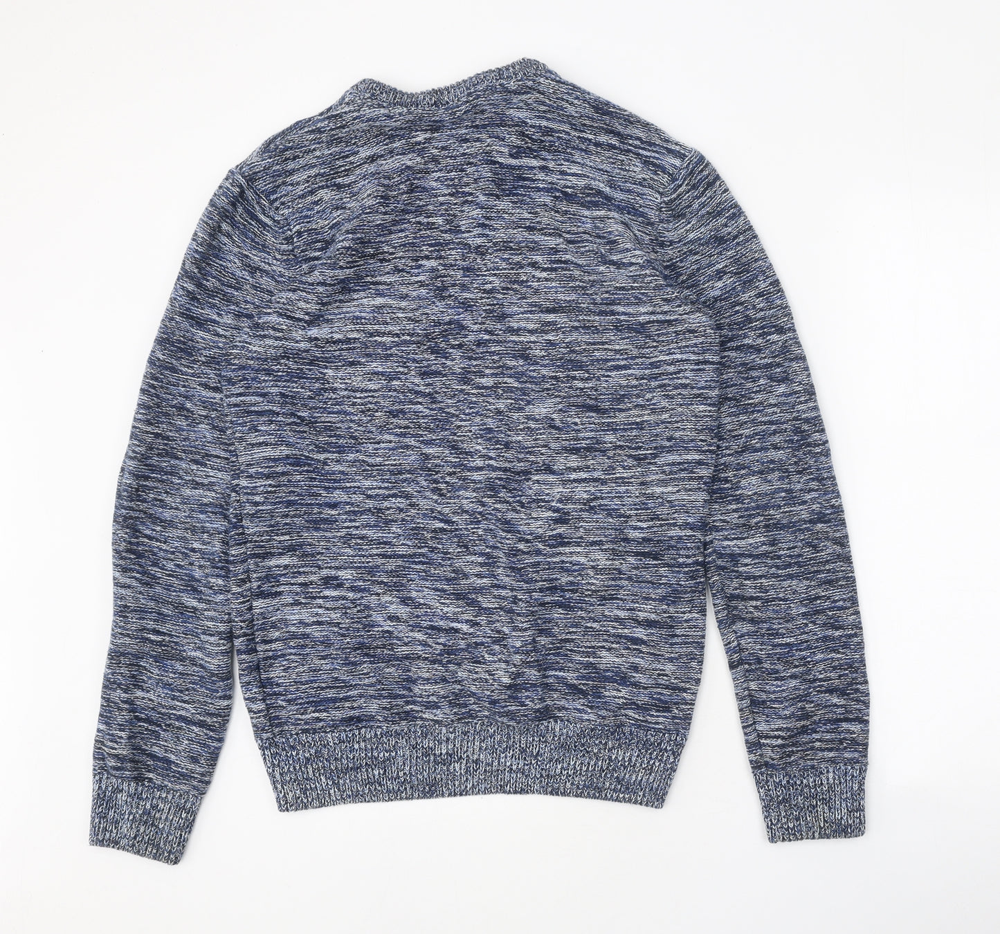 Divided Mens Blue Round Neck Cotton Pullover Jumper Size M