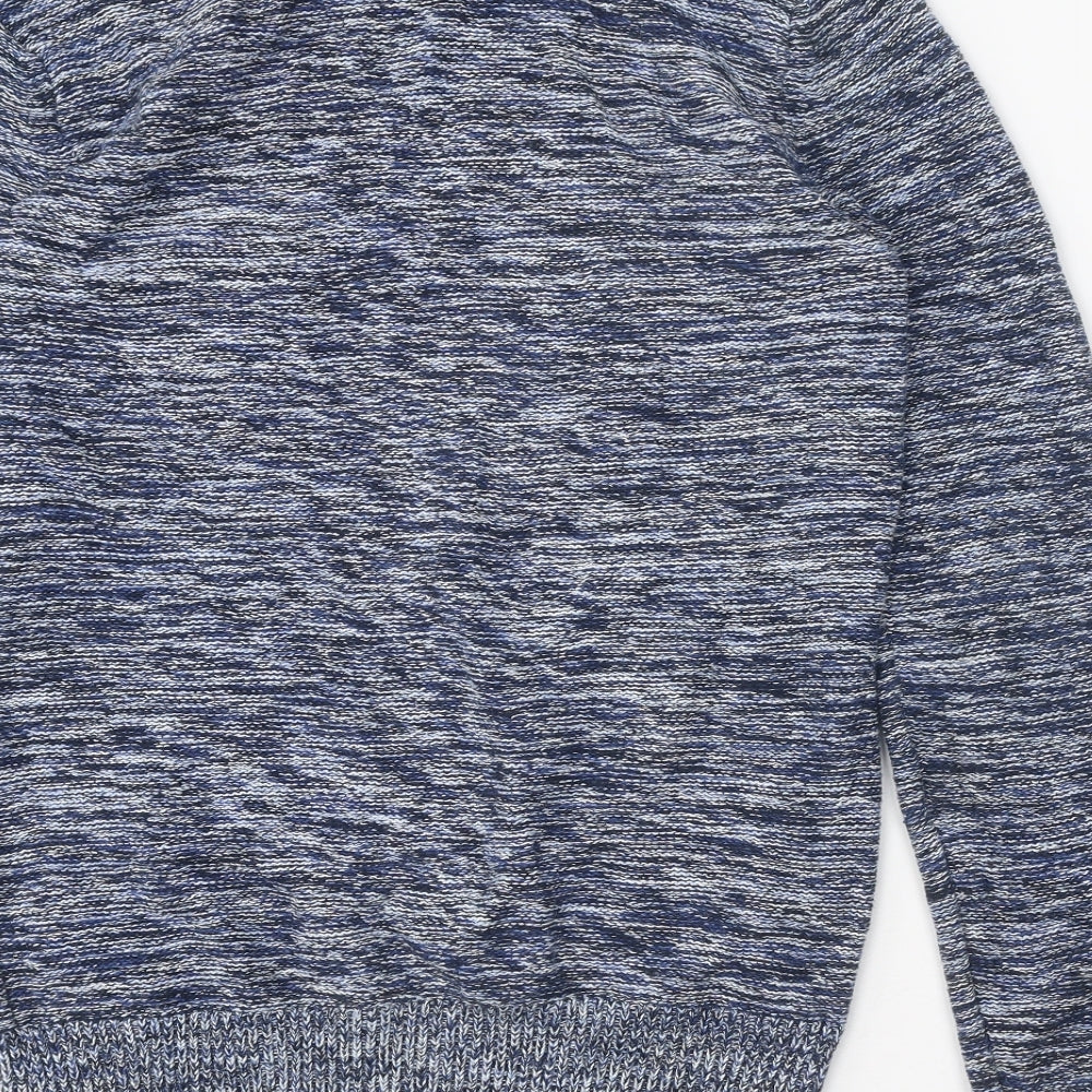 Divided Mens Blue Round Neck Cotton Pullover Jumper Size M