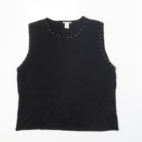 Preworn Womens Black Scoop Neck Acrylic Vest Jumper Size XL