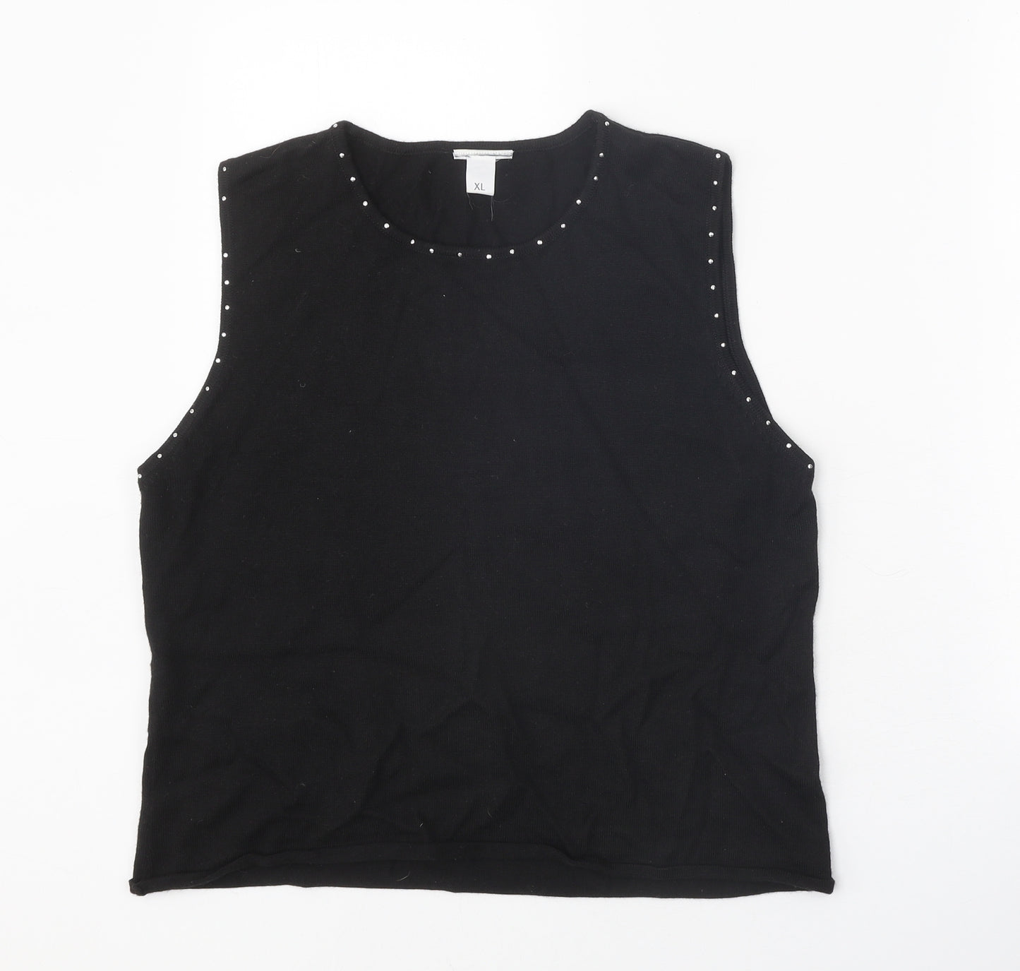 Preworn Womens Black Scoop Neck Acrylic Vest Jumper Size XL