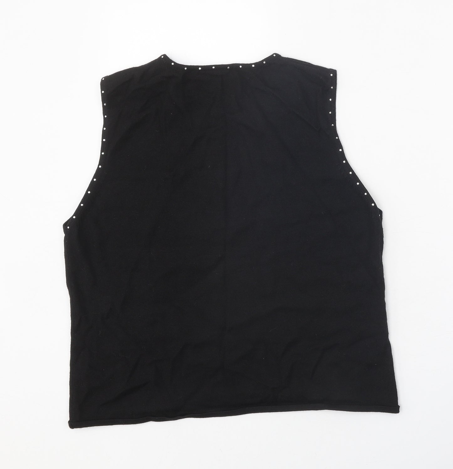Preworn Womens Black Scoop Neck Acrylic Vest Jumper Size XL
