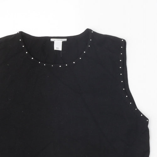 Preworn Womens Black Scoop Neck Acrylic Vest Jumper Size XL