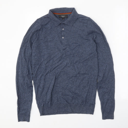 NEXT Mens Blue Cotton Polo Size XS Collared Button