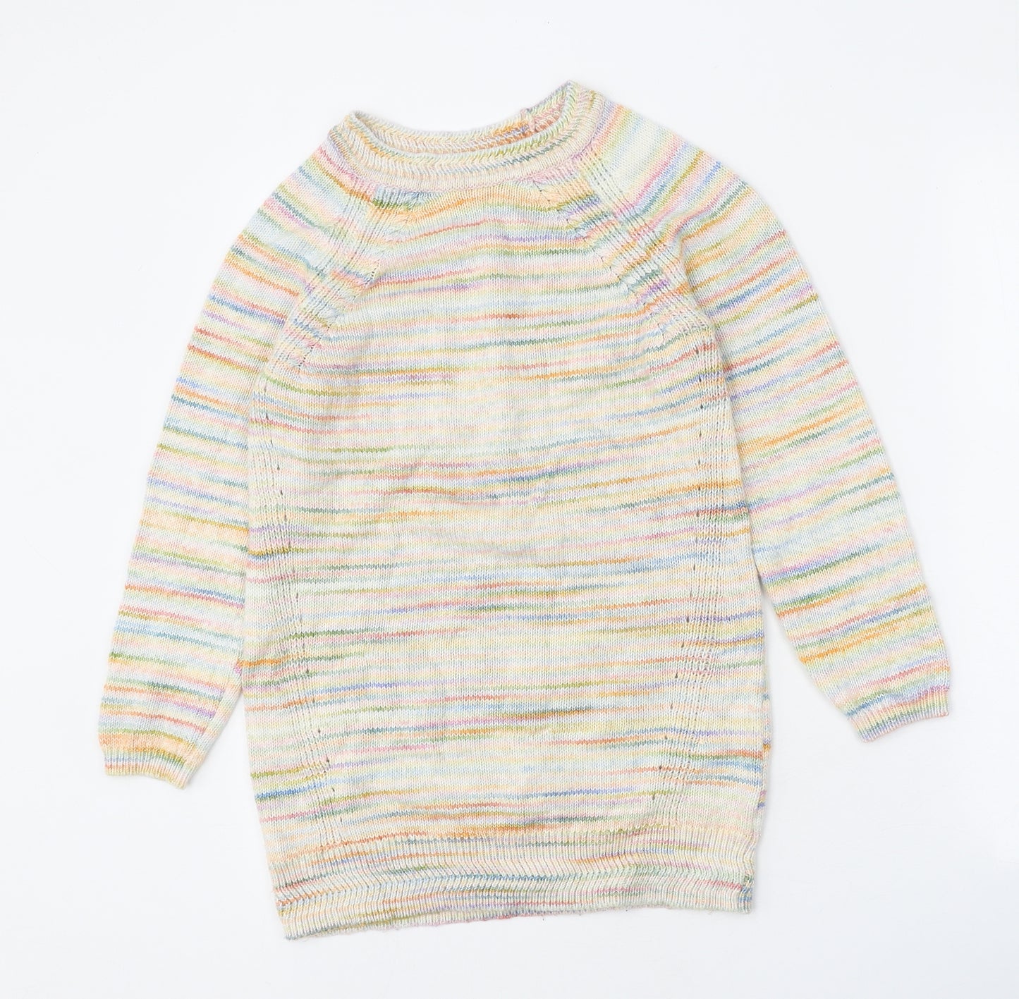NEXT Girls Multicoloured Cotton Jumper Dress Size 9 Years Round Neck Pullover