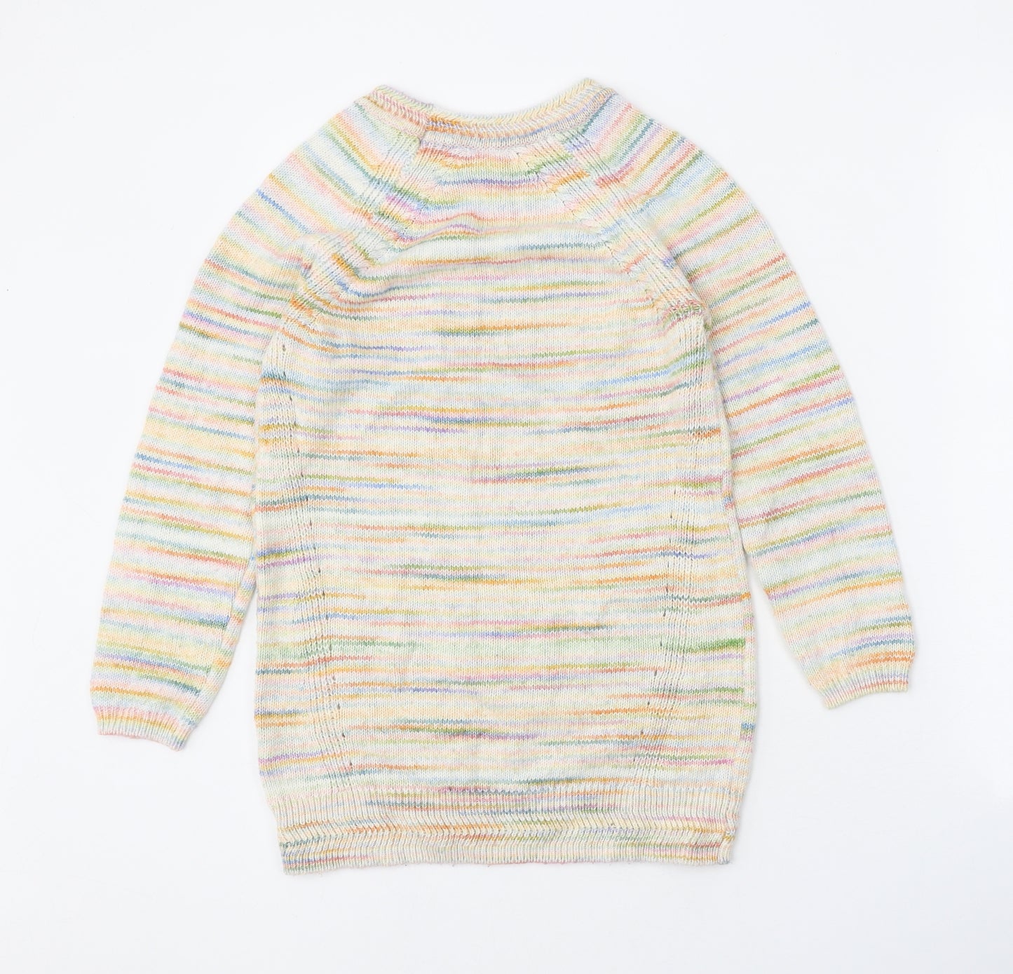 NEXT Girls Multicoloured Cotton Jumper Dress Size 9 Years Round Neck Pullover