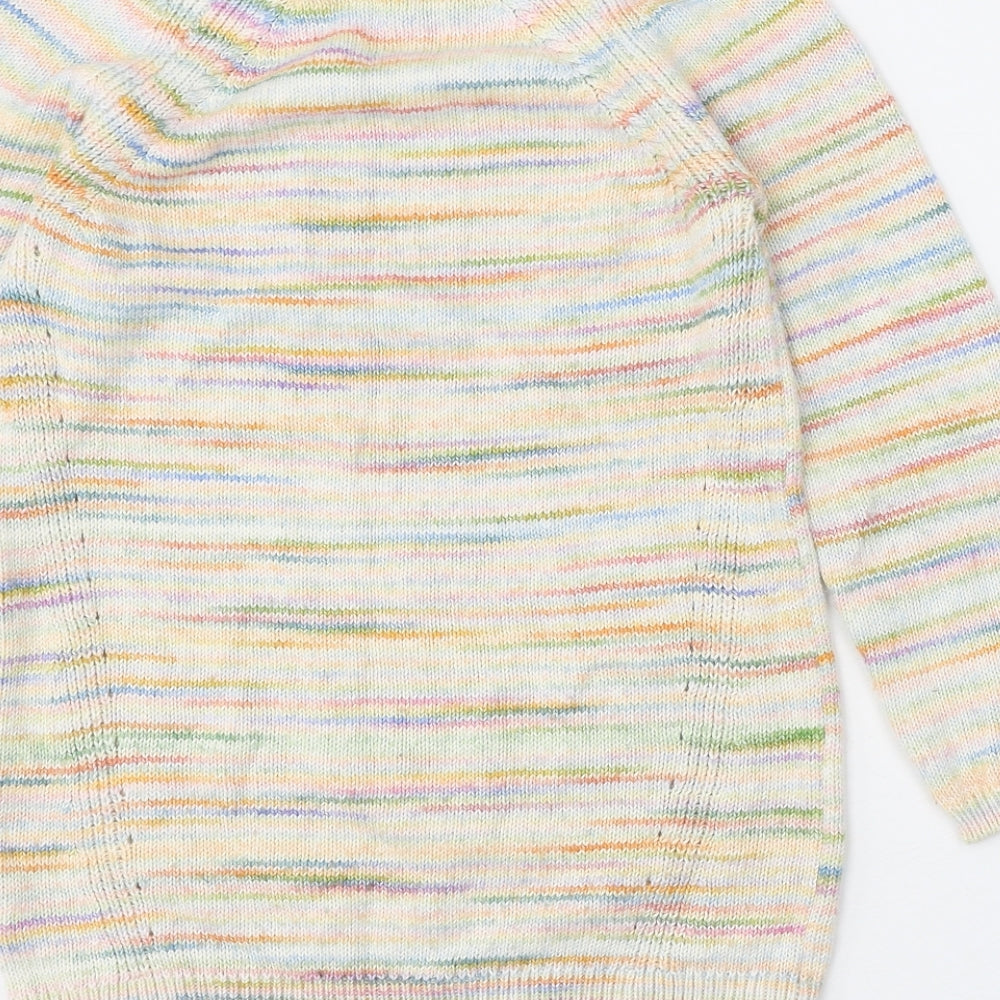 NEXT Girls Multicoloured Cotton Jumper Dress Size 9 Years Round Neck Pullover