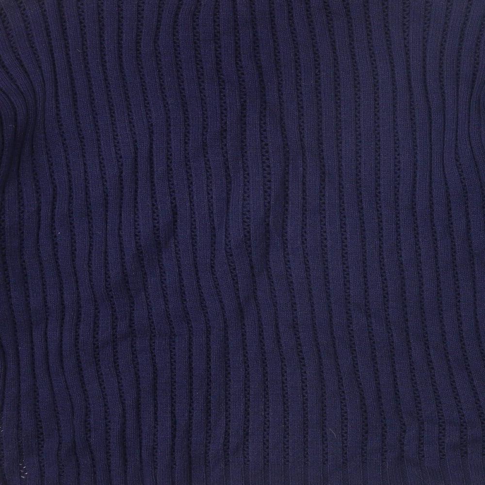 Per Una Womens Blue Round Neck Cotton Pullover Jumper Size 12