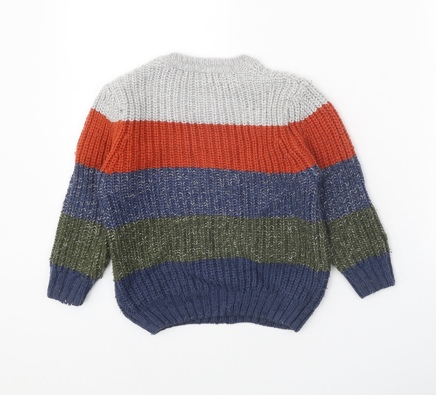 George Boys Multicoloured Round Neck Striped Acrylic Pullover Jumper Size 3-4 Years Pullover