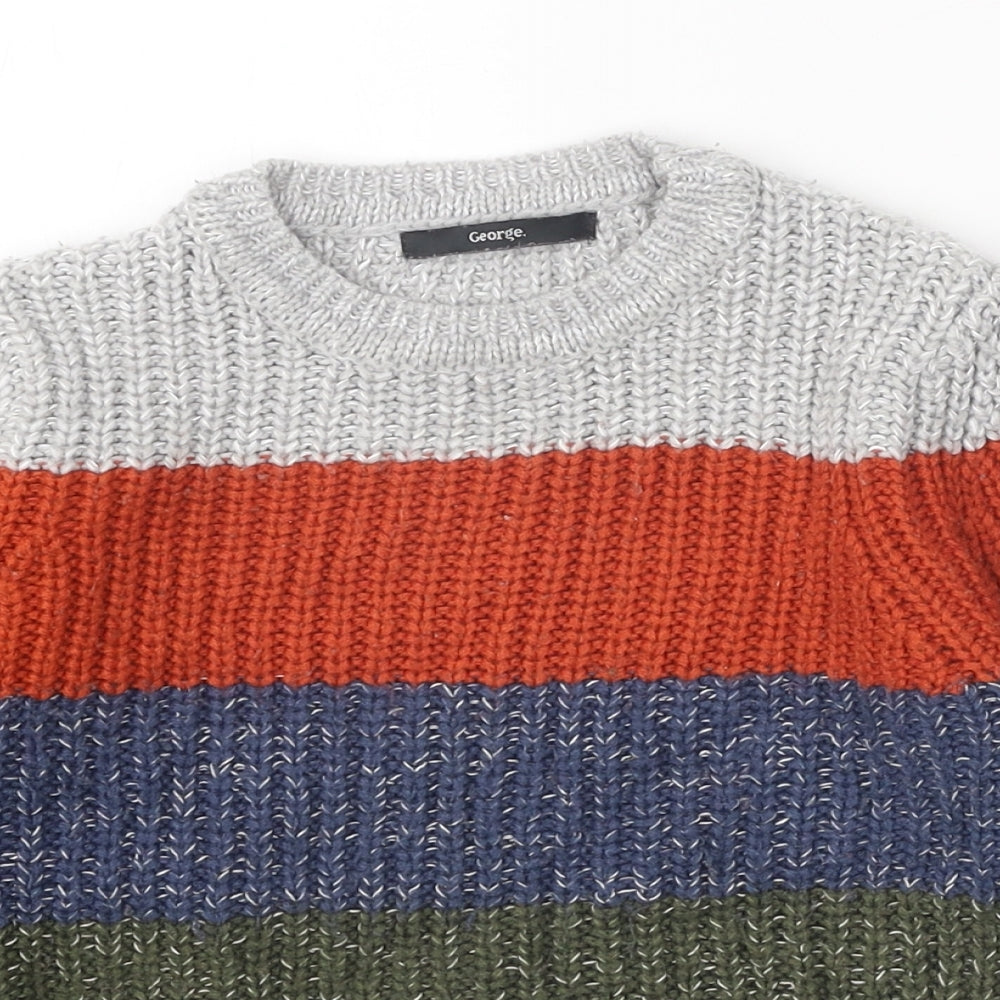 George Boys Multicoloured Round Neck Striped Acrylic Pullover Jumper Size 3-4 Years Pullover