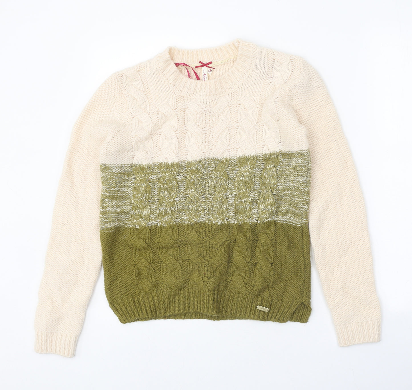Ness Womens Green Round Neck Acrylic Pullover Jumper Size XS