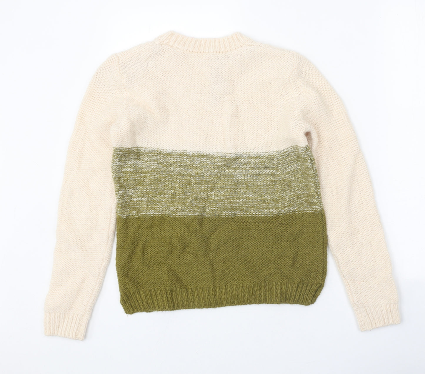 Ness Womens Green Round Neck Acrylic Pullover Jumper Size XS