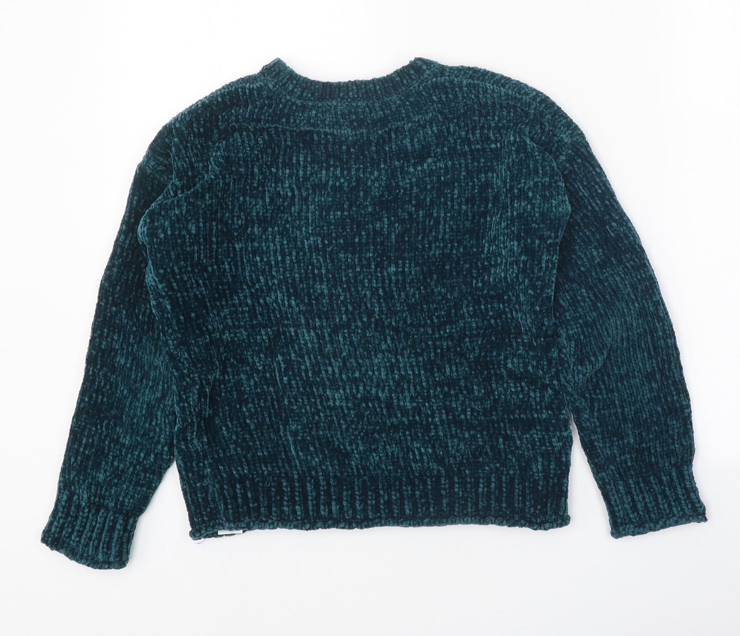 Marks and Spencer Girls Green Round Neck Polyester Pullover Jumper Size 11-12 Years Pullover - Star Pattern