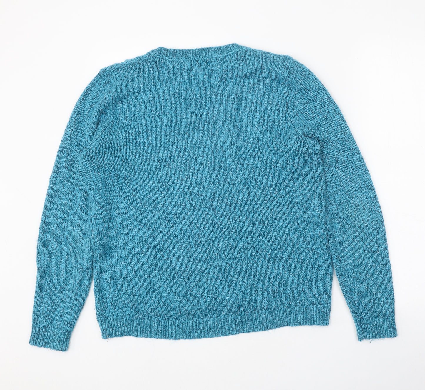 Indigo Womens Blue Scoop Neck Acrylic Pullover Jumper Size 14